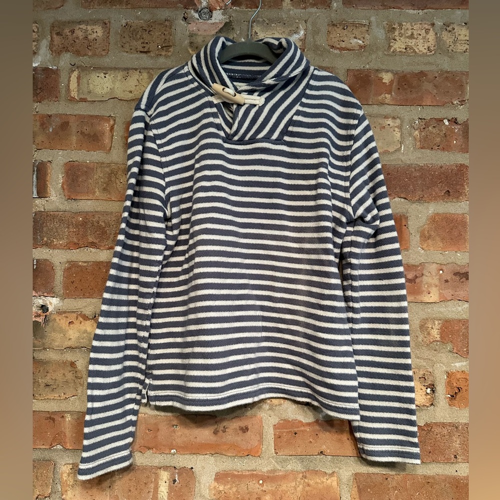 Crewcuts boys J. Crew cotton light sweater stripe toggle collar spring preppy M